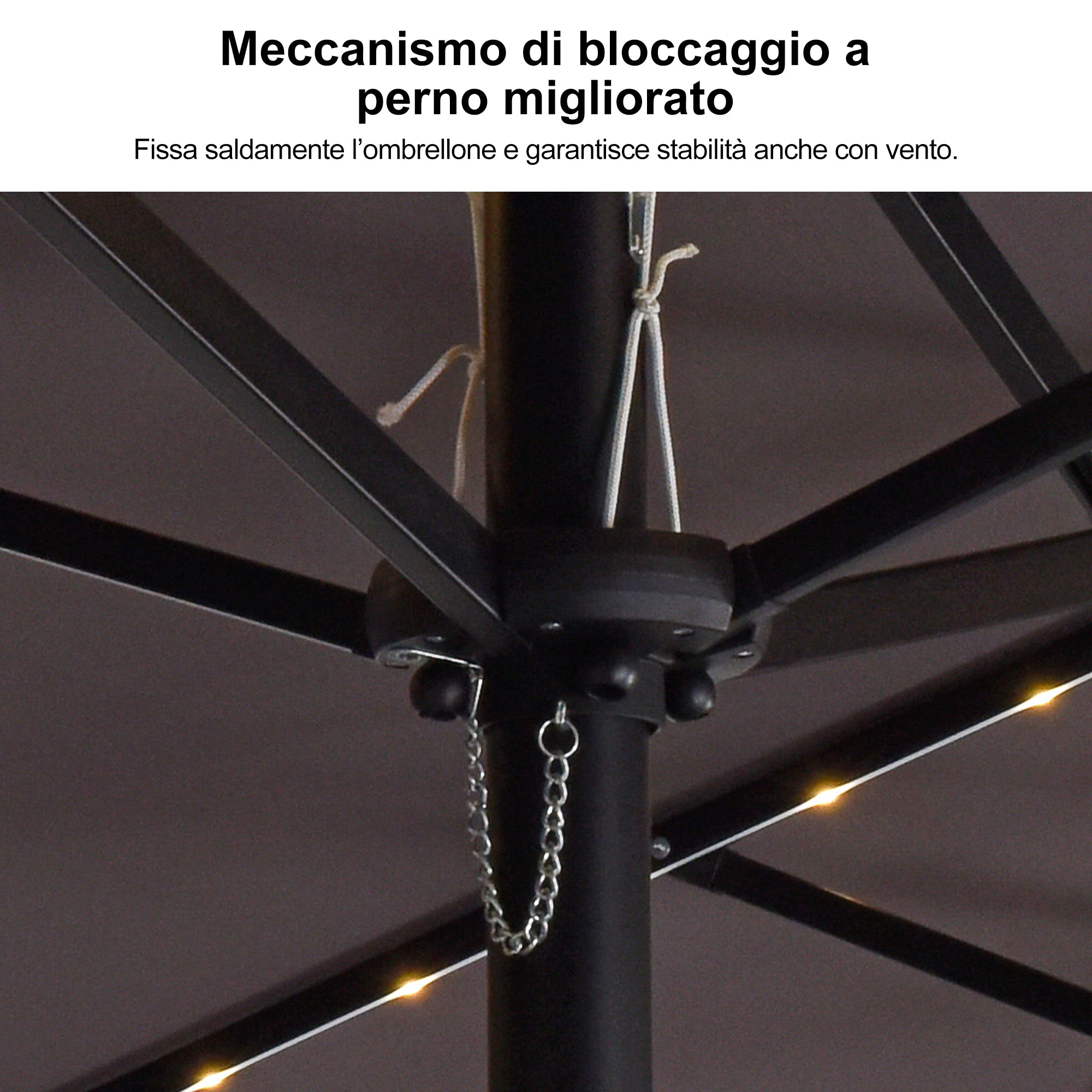 PURPLE LEAF Ombrellone doppio con illuminazione LED con base inclusa per esterni
