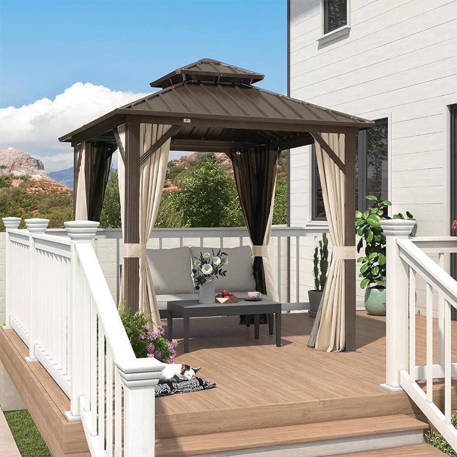 PURPLE LEAF Gazebo da Giardino In Alluminio Impermeabile e Stabile Doppio Tetto in Acciaio Galvanizzato Versione Economica - Bronzo