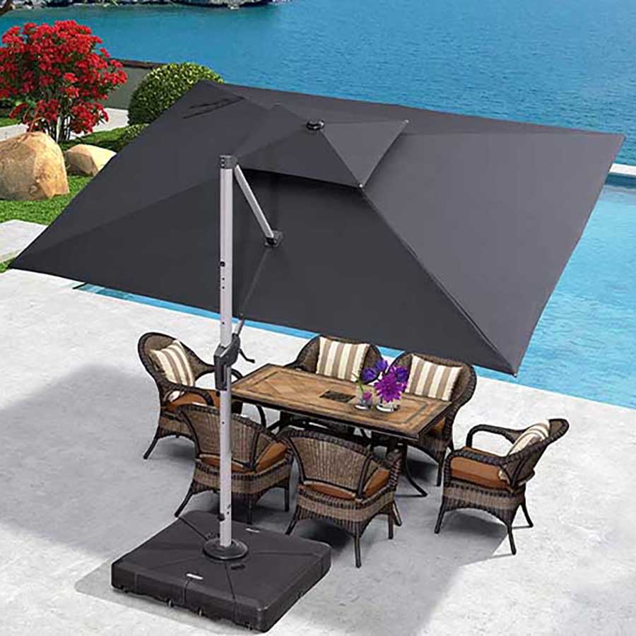PURPLE LEAF Ombrellone Classico da Giardino Rettangolare con Doppia Top e Rotazione a 360 Gradi,con Base