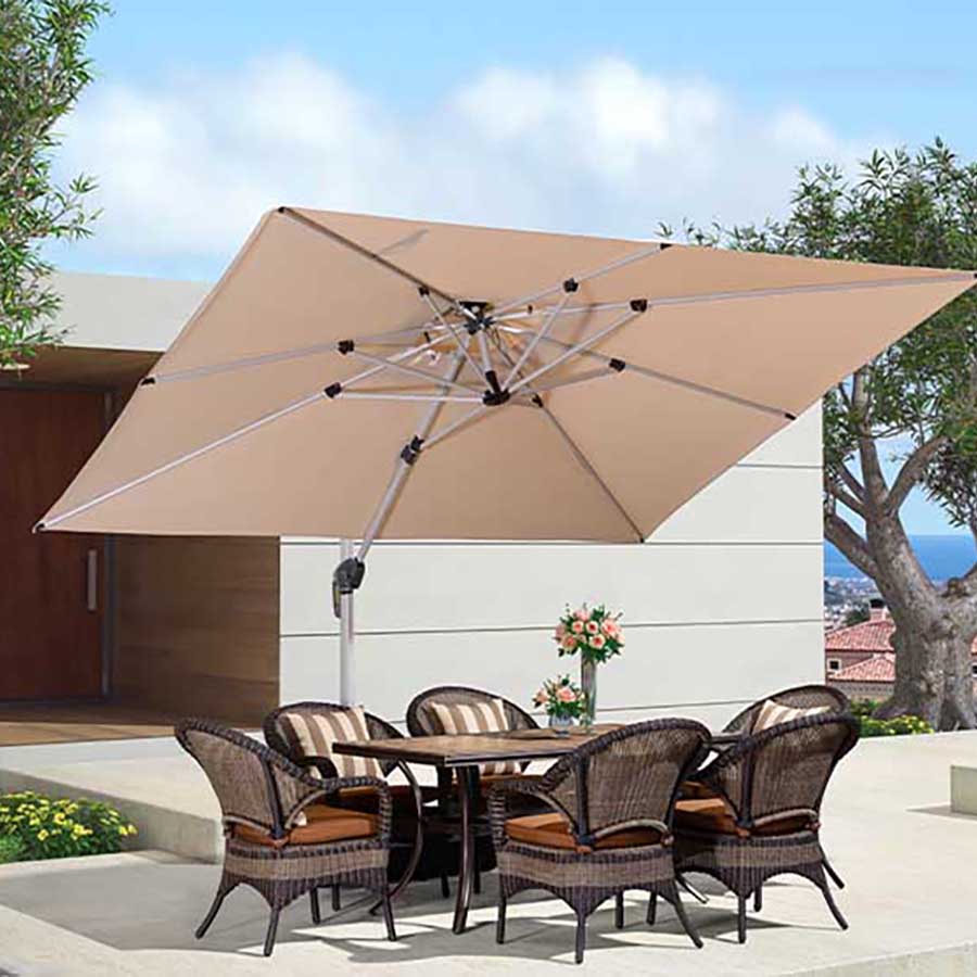PURPLE LEAF Ombrellone Classico da Giardino Rettangolare con Doppia Top e Rotazione a 360 Gradi,con Base