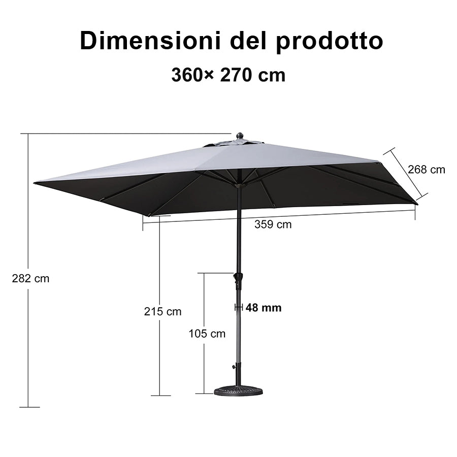 PURPLE LEAF Ombrellone in Alluminio per Giardino, Terrazza e Attività Commerciali – Robusto Ombrellone da Esterno
