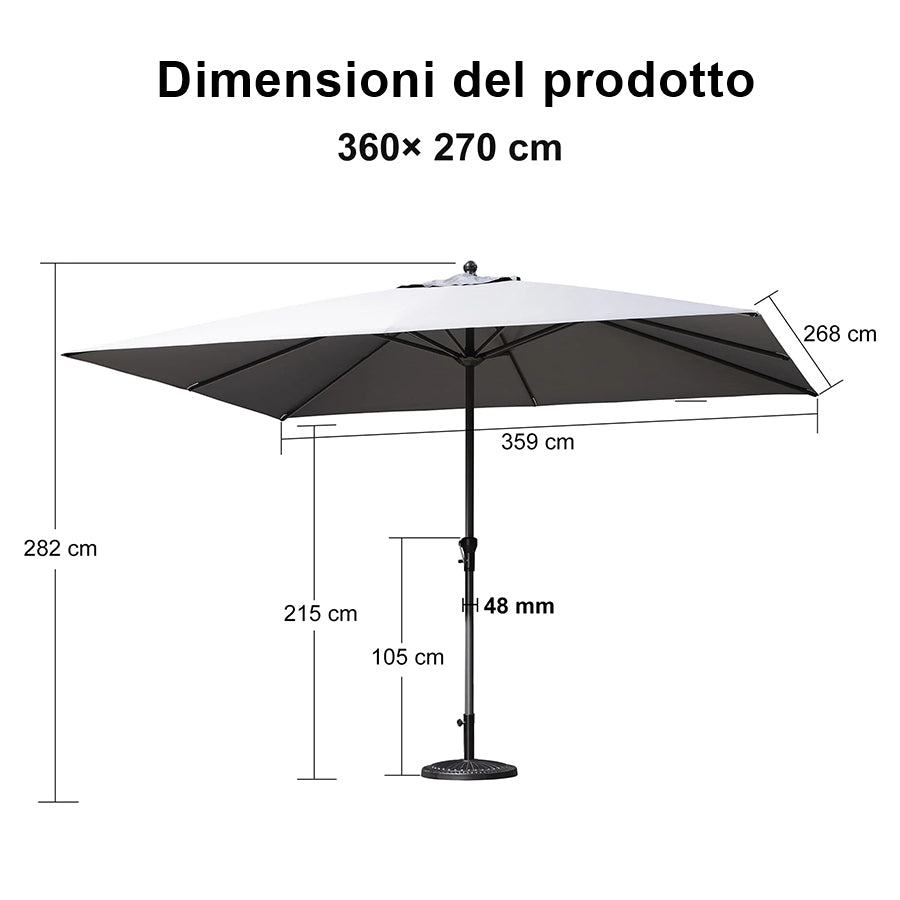 PURPLE LEAF Ombrellone in Alluminio per Giardino, Terrazza e Attività Commerciali – Robusto Ombrellone da Esterno