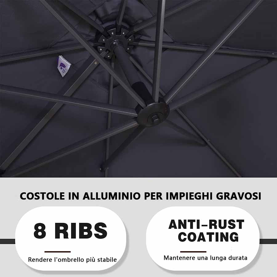 PURPLE LEAF Ombrellone da Giardino Economico Quadrato