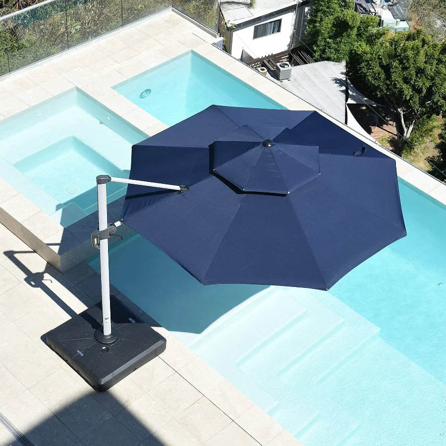 PURPLE LEAF Ombrellone Classico da Giardino Rotondo con Doppia Top e Rotazione a 360 Gradi ,con Base