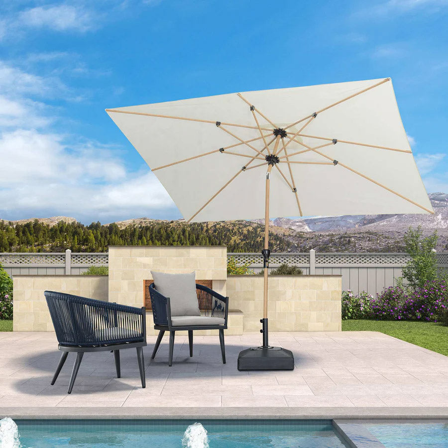 PURPLE LEAF Ombrellone da Giardino Effetto Legno,Ombrellone da Esterno per Balcone,Terrazza, Patio e Giardino