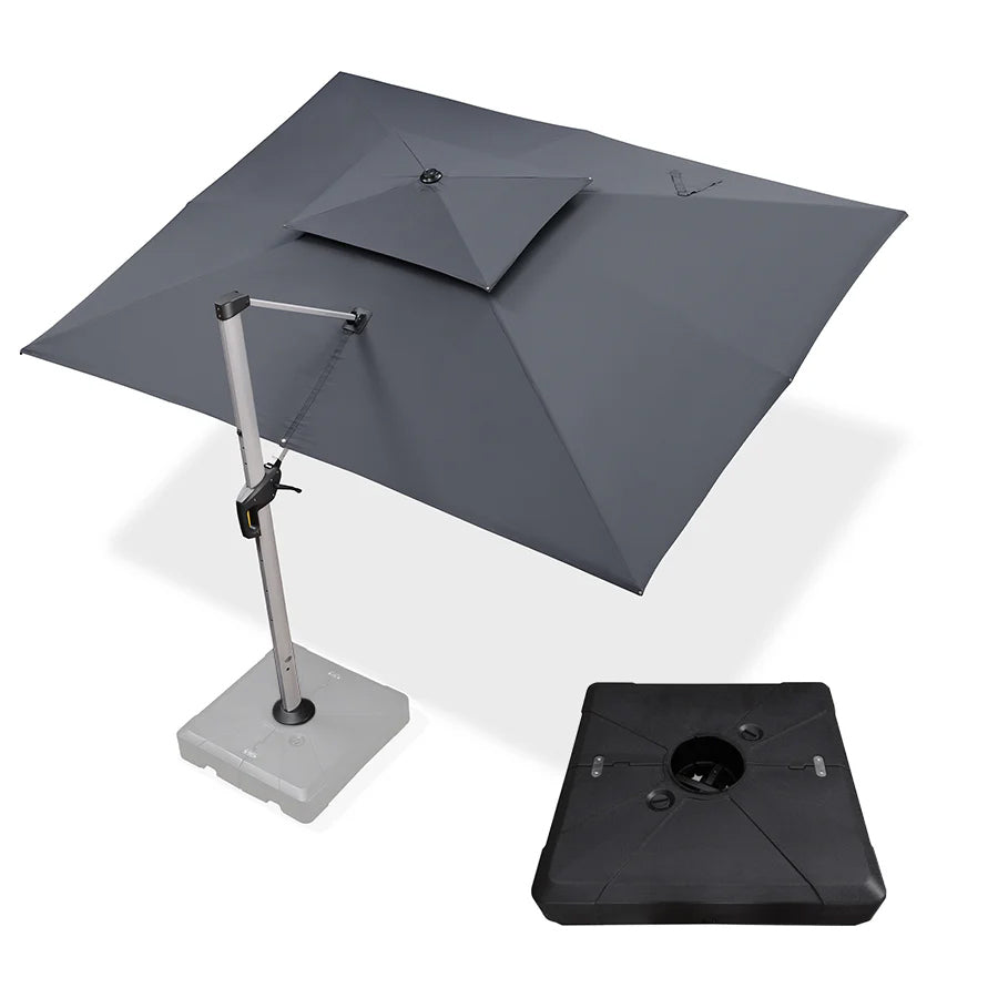 PURPLE LEAF Ombrellone Classico da Giardino Rettangolare con Doppia Top e Rotazione a 360 Gradi,con Base