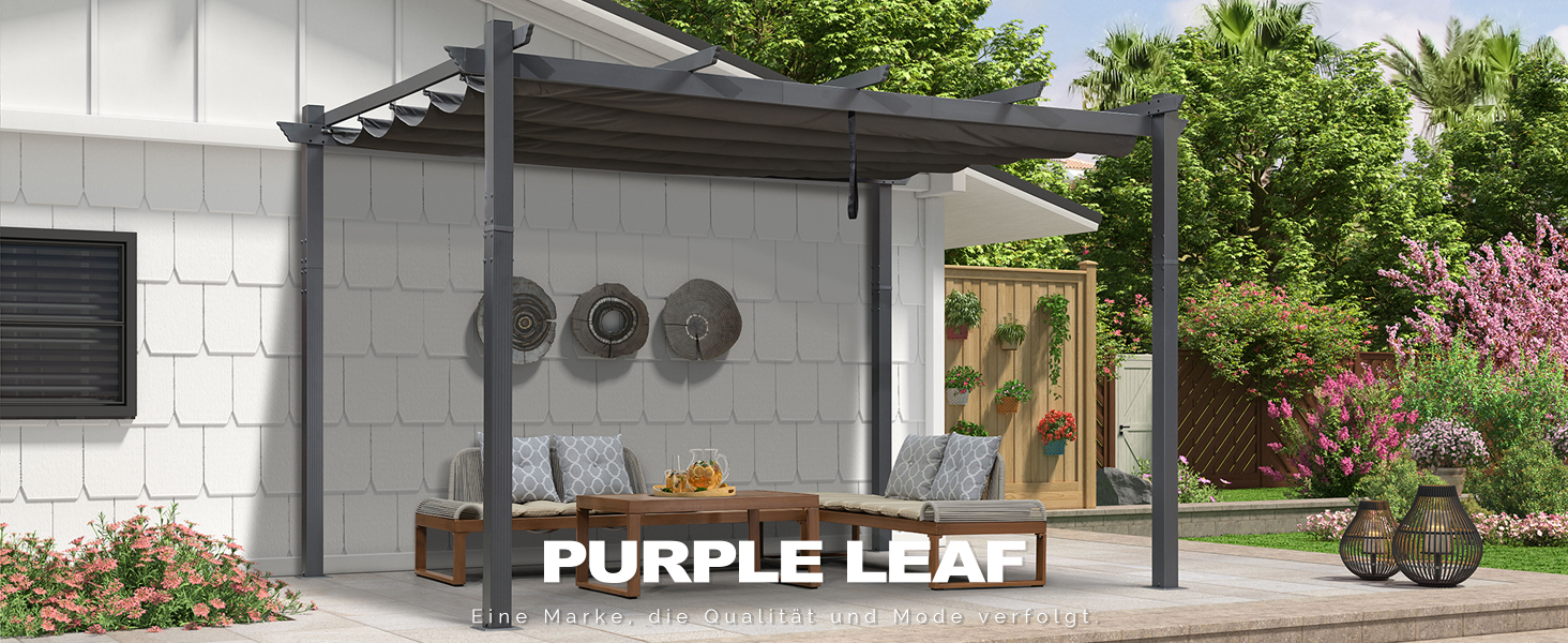 PURPLE LEAF Pergola Alluminio Pergolato da Giardino con Tetto ha Scomparsa Per Giardino Pergolati Terrazzo