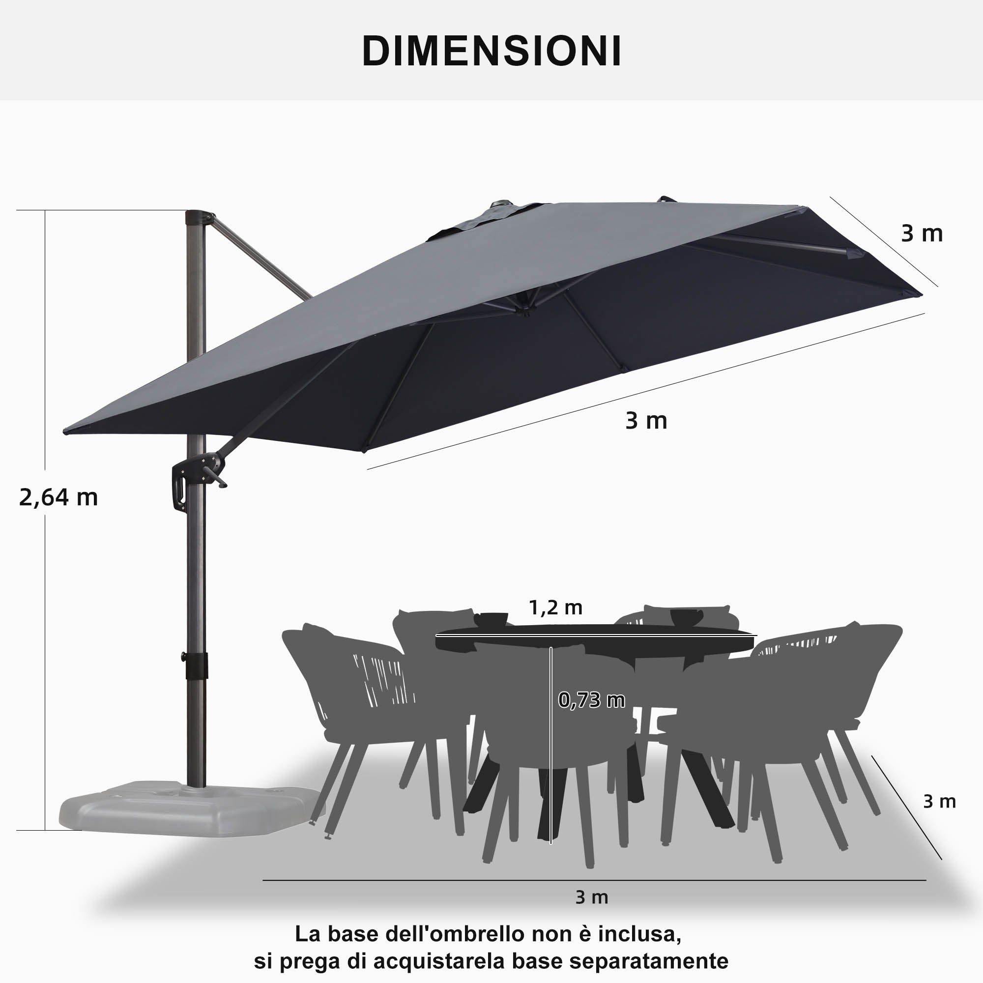 PURPLE LEAF Ombrellone da Giardino Economico Quadrato