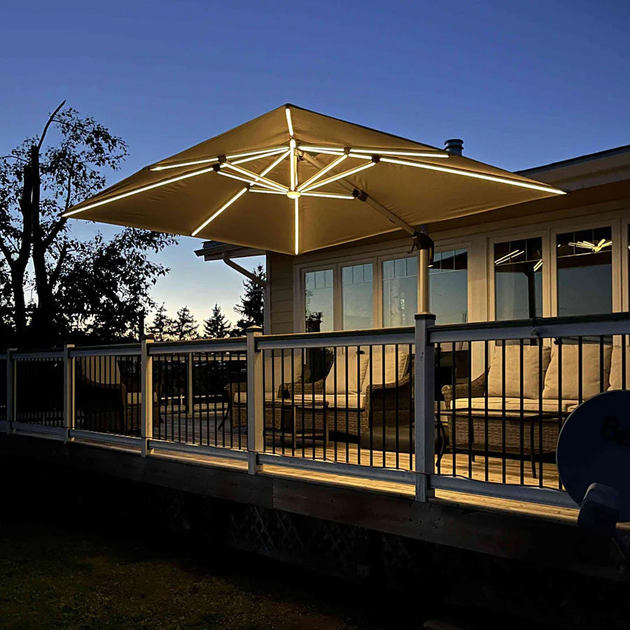 PURPLE LEAF Ombrellone da Giardino Rettangolari con Doppio Top e Luci