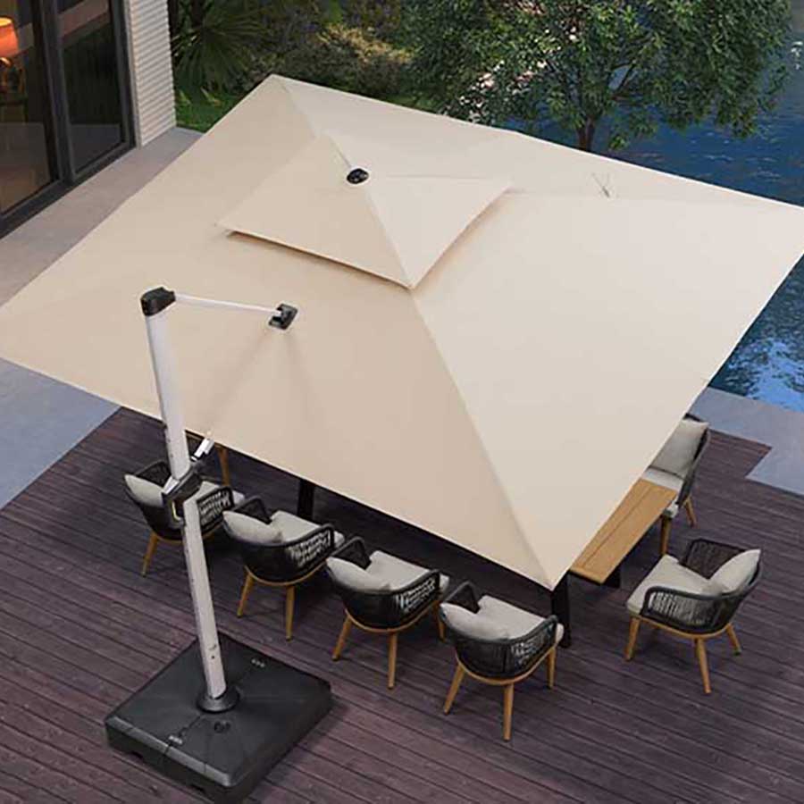PURPLE LEAF Ombrellone Classico da Giardino Rettangolare con Doppia Top e Rotazione a 360 Gradi,con Base