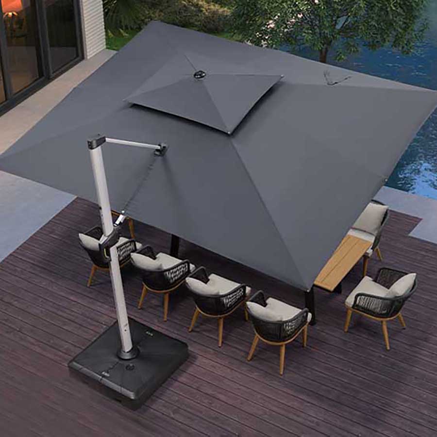 PURPLE LEAF Ombrellone Classico da Giardino Rettangolare con Doppia Top e Rotazione a 360 Gradi,con Base