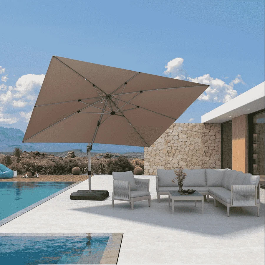 PURPLE LEAF Deluxe - Ombrellone in Alluminio Rettangolare da Esterno, Elegante, Antivento e Regolabile