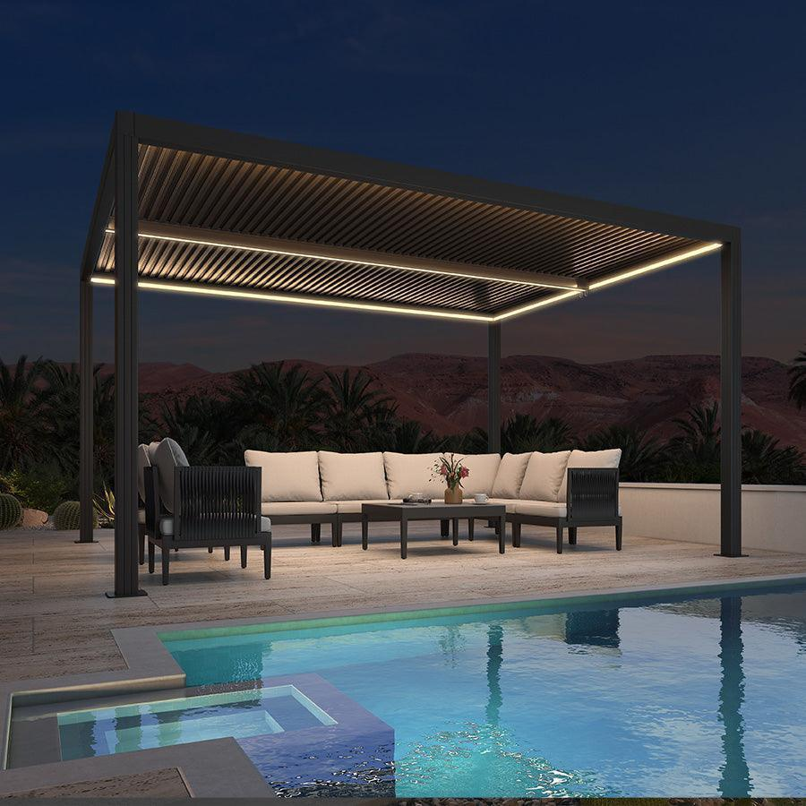 PURPLE LEAF Fascia LED Pro Luce Calda 3000K Sicurezza 24V Impermeabile con Telecomando per Pergola Bioclimatica