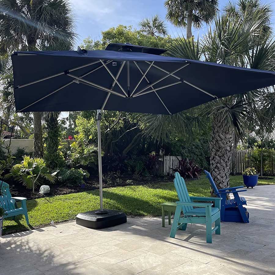 PURPLE LEAF Ombrellone Classico da Giardino Rettangolare con Doppia Top e Rotazione a 360 Gradi