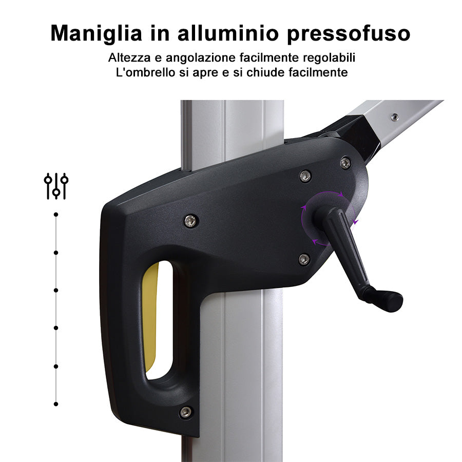 PURPLE LEAF Ombrellone Classico da Giardino Quadrato con Doppia Top e Rotazione a 360 Gradi ,con Base