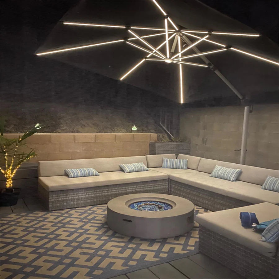 PURPLE LEAF Ombrellone Quadrati da Giardino con Doppio Top e luci ,con Base