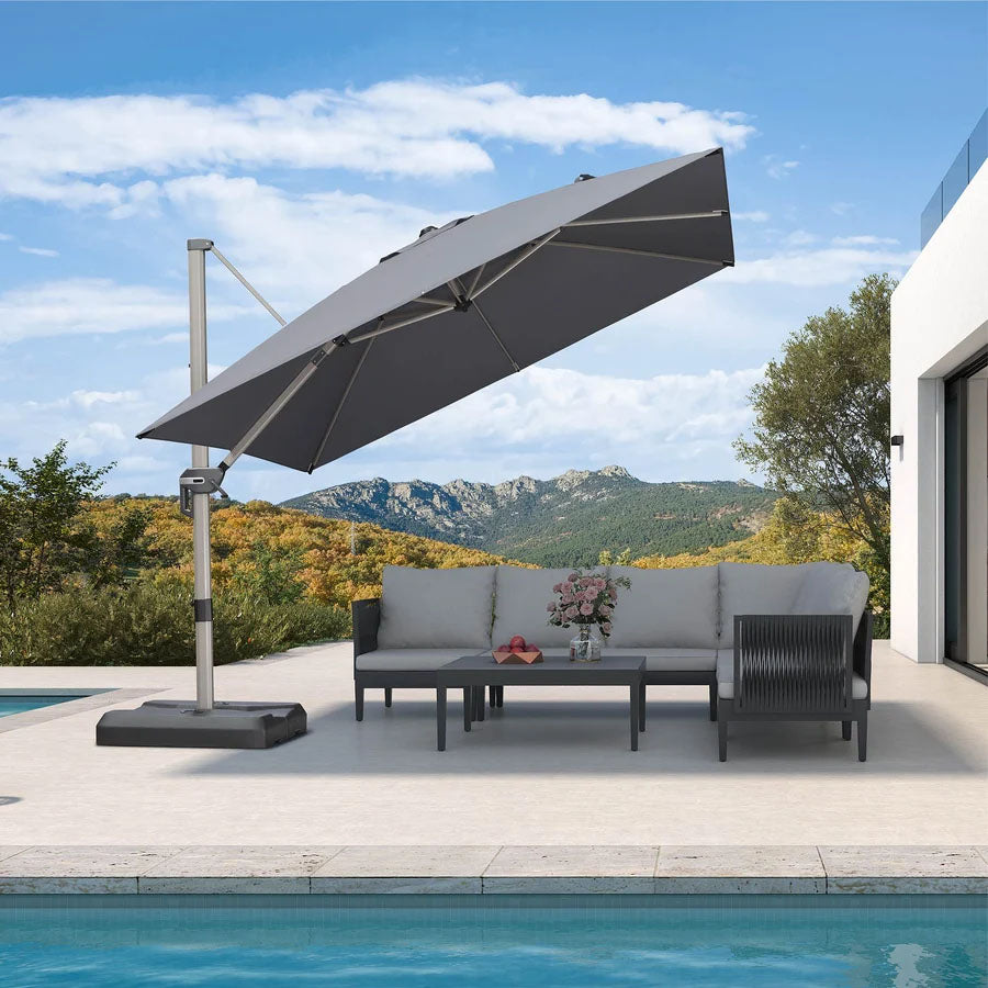 PURPLE LEAF Deluxe - Ombrellone in Alluminio Rettangolare da Esterno, Elegante, Antivento e Regolabile