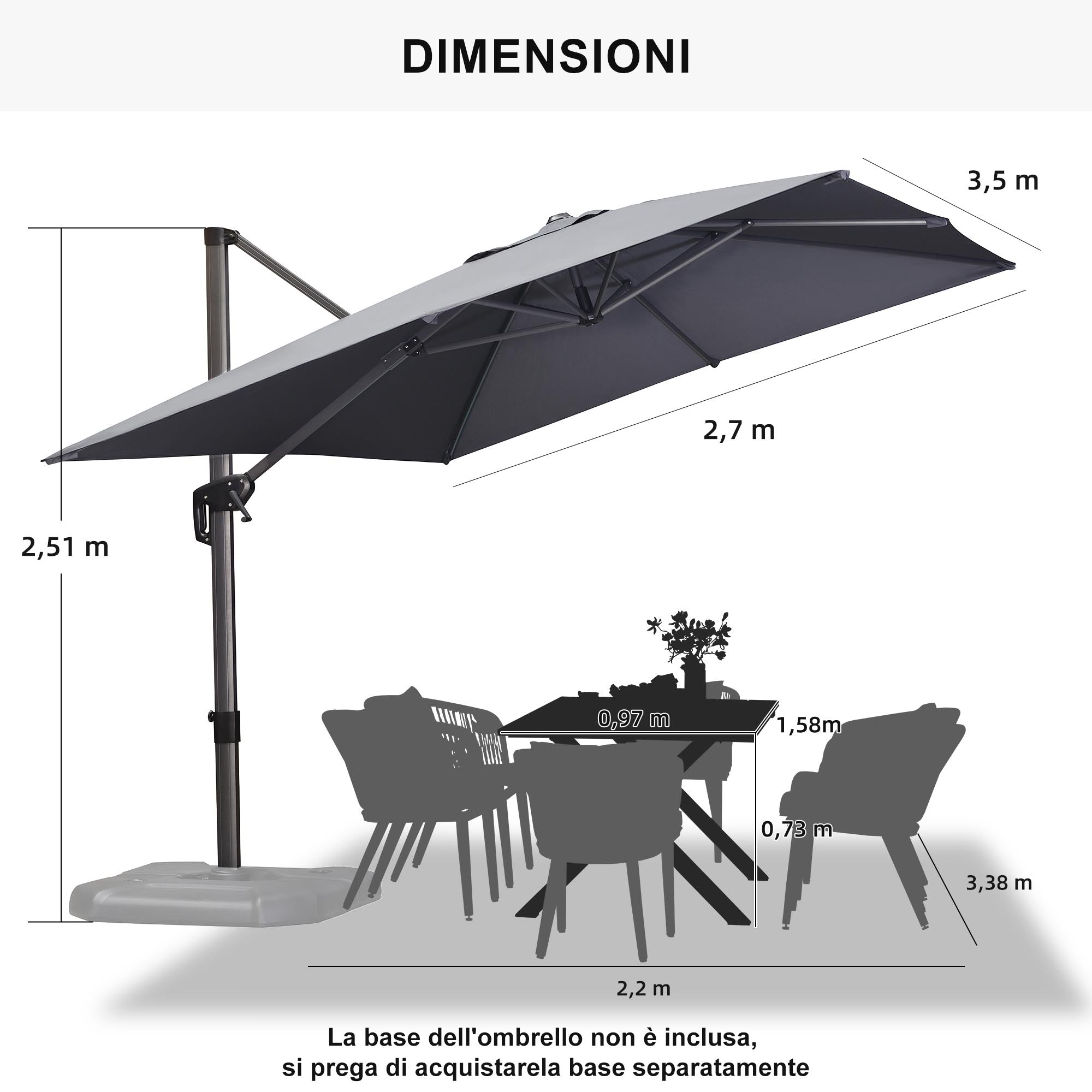 PURPLE LEAF Ombrellone da Giardino Economico Quadrato