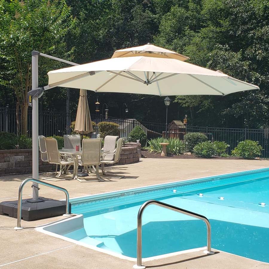 PURPLE LEAF Ombrellone Classico da Giardino Rotondo con Doppia Top e Rotazione a 360 Gradi ,con Base