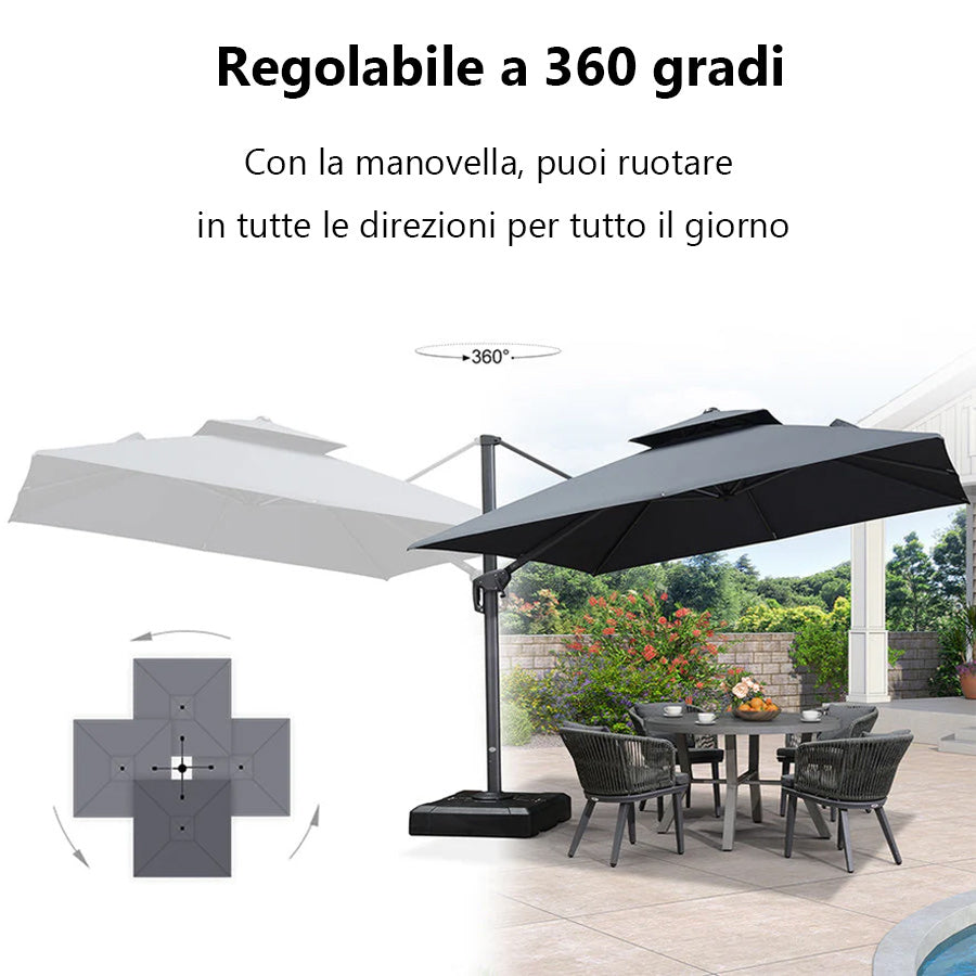 PURPLE LEAF Ombrellone doppio Top Quadrato per Giardino