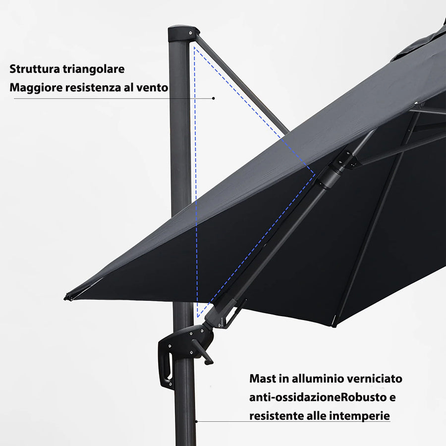 PURPLE LEAF Ombrellone da Giardino Quadrato inclinabile economico