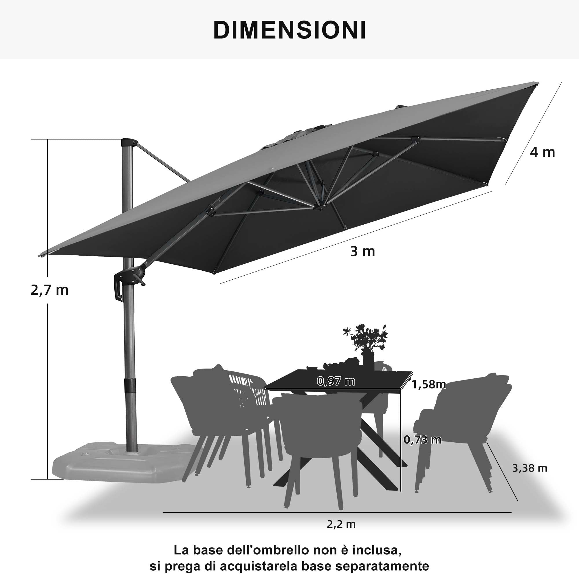 PURPLE LEAF Ombrellone da Giardino Economico Quadrato