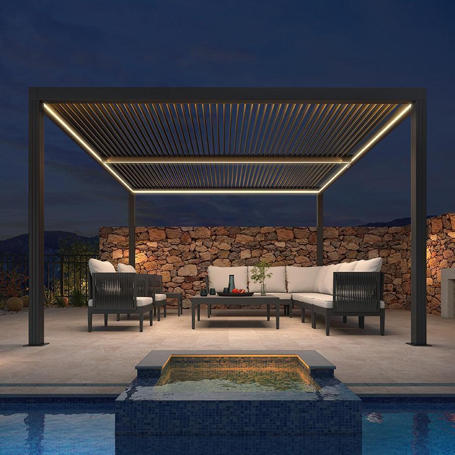 PURPLE LEAF Fascia LED Pro Luce Calda 3000K Sicurezza 24V Impermeabile con Telecomando per Pergola Bioclimatica