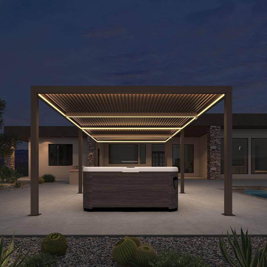 PURPLE LEAF Fascia LED Pro Luce Calda 3000K Sicurezza 24V Impermeabile con Telecomando per Pergola Bioclimatica
