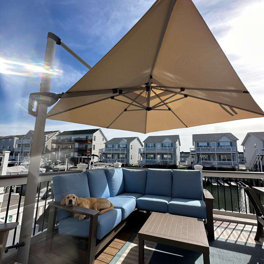 PURPLE LEAF Ombrellone Classico da Giardino Quadrato con Doppia Top e Rotazione a 360 Gradi ,con Base