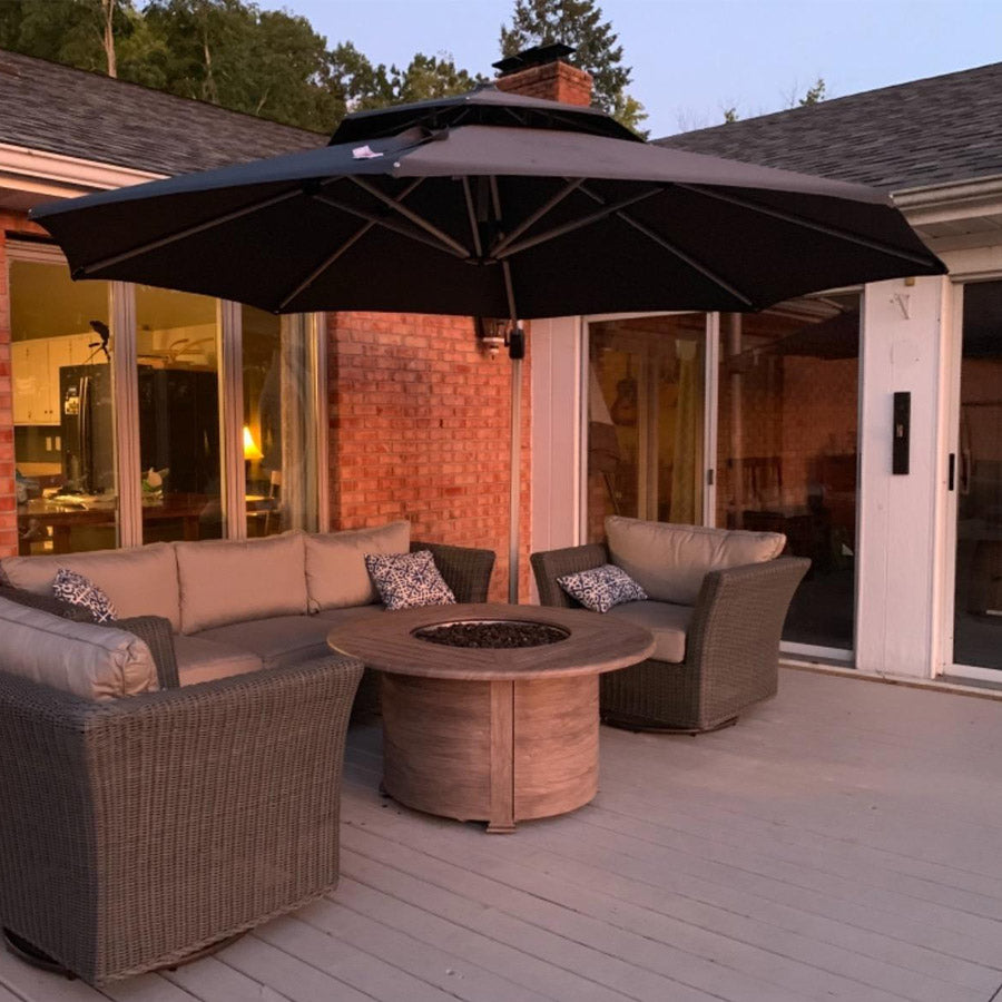 PURPLE LEAF Ombrellone Classico da Giardino Rotondo con Doppia Top e Rotazione a 360 Gradi ,con Base