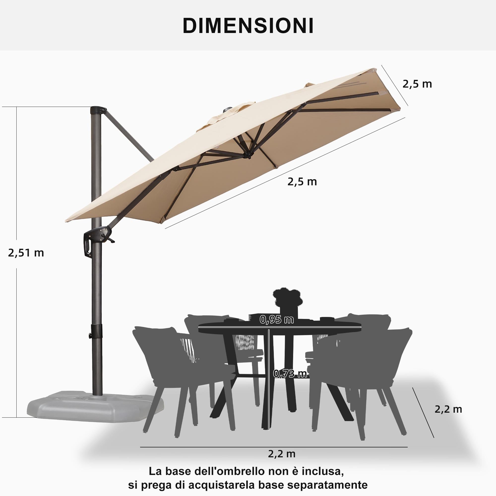 PURPLE LEAF Ombrellone da Giardino Economico Quadrato