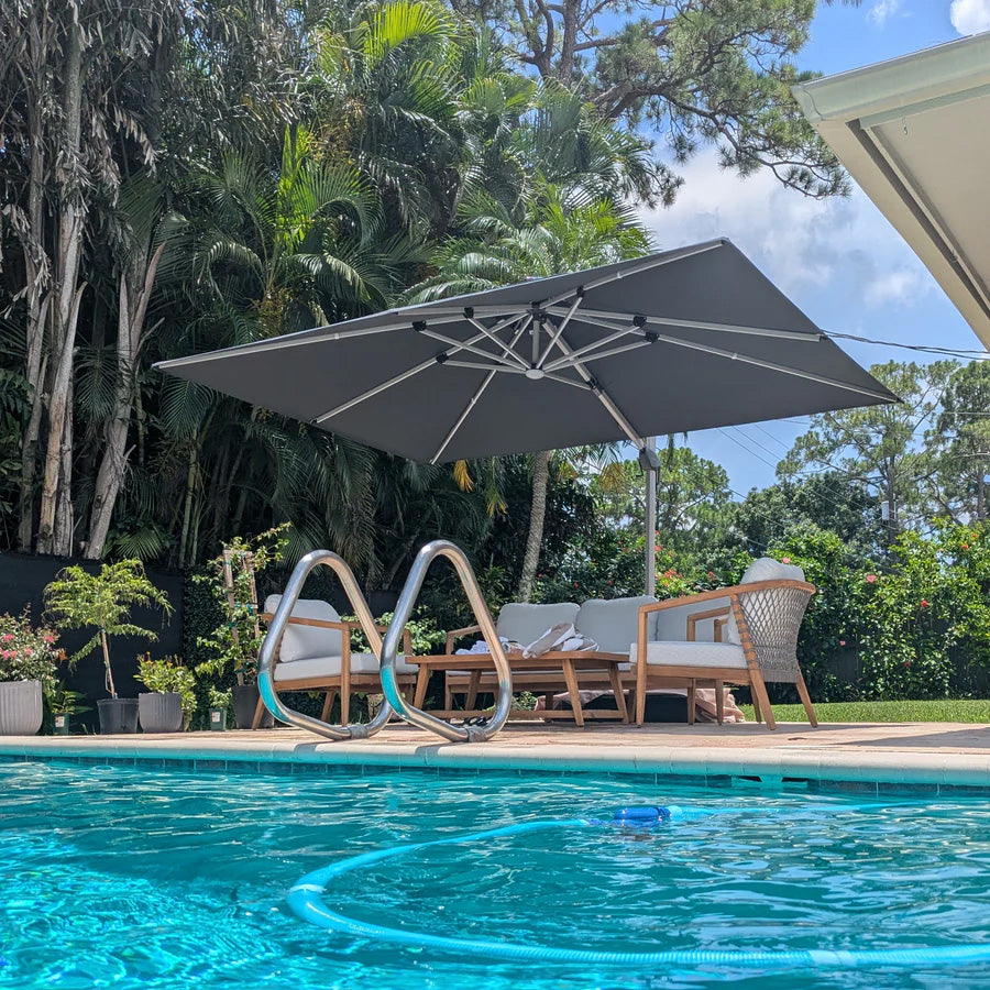 PURPLE LEAF Ombrellone da Giardino Rettangolari con Doppio Top e Luci