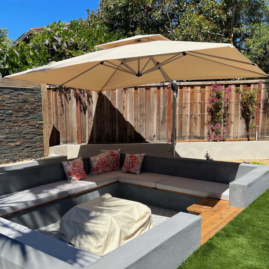 PURPLE LEAF Ombrellone Classico da Giardino Rettangolare con Doppia Top e Rotazione a 360 Gradi,con Base