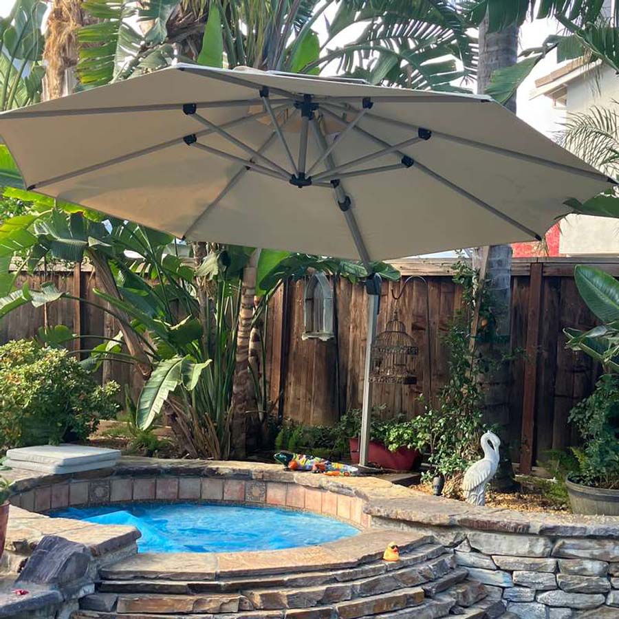 PURPLE LEAF Ombrellone Classico da Giardino Rotondo con Doppia Top e Rotazione a 360 Gradi ,con Base