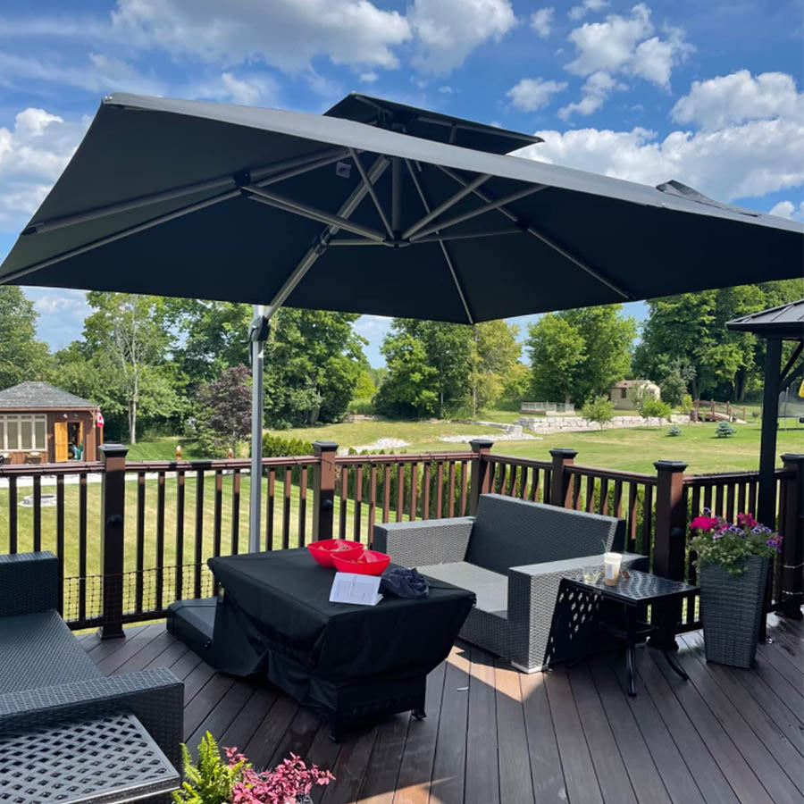 PURPLE LEAF Ombrellone Classico da Giardino Rettangolare con Doppia Top e Rotazione a 360 Gradi