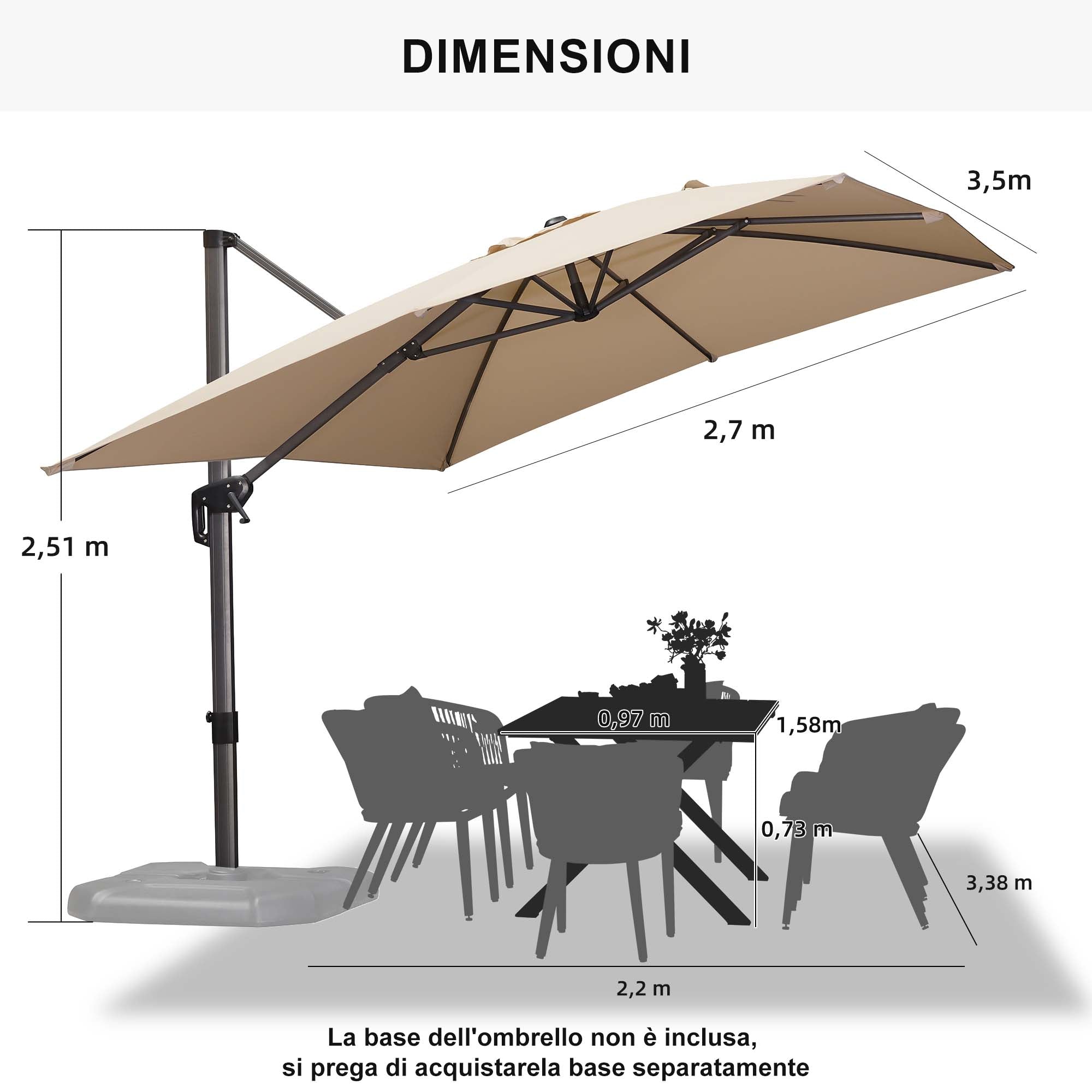 PURPLE LEAF Ombrellone da Giardino Economico Quadrato