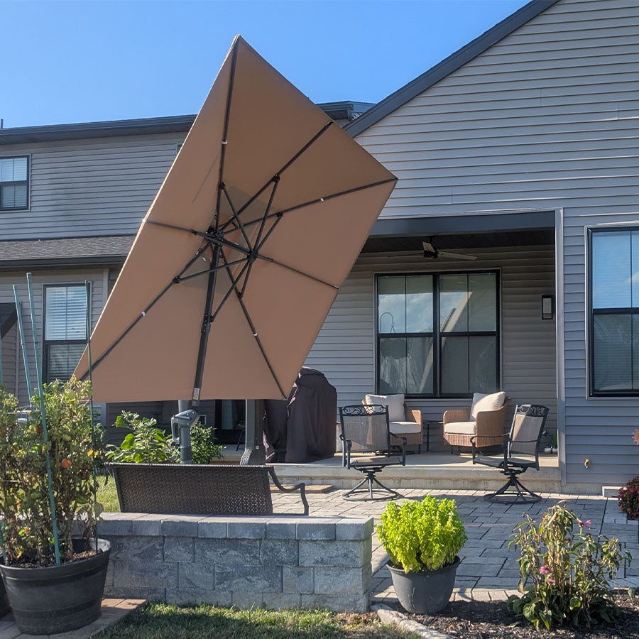 PURPLE LEAF Ombrellone doppio Top Quadrato per Giardino