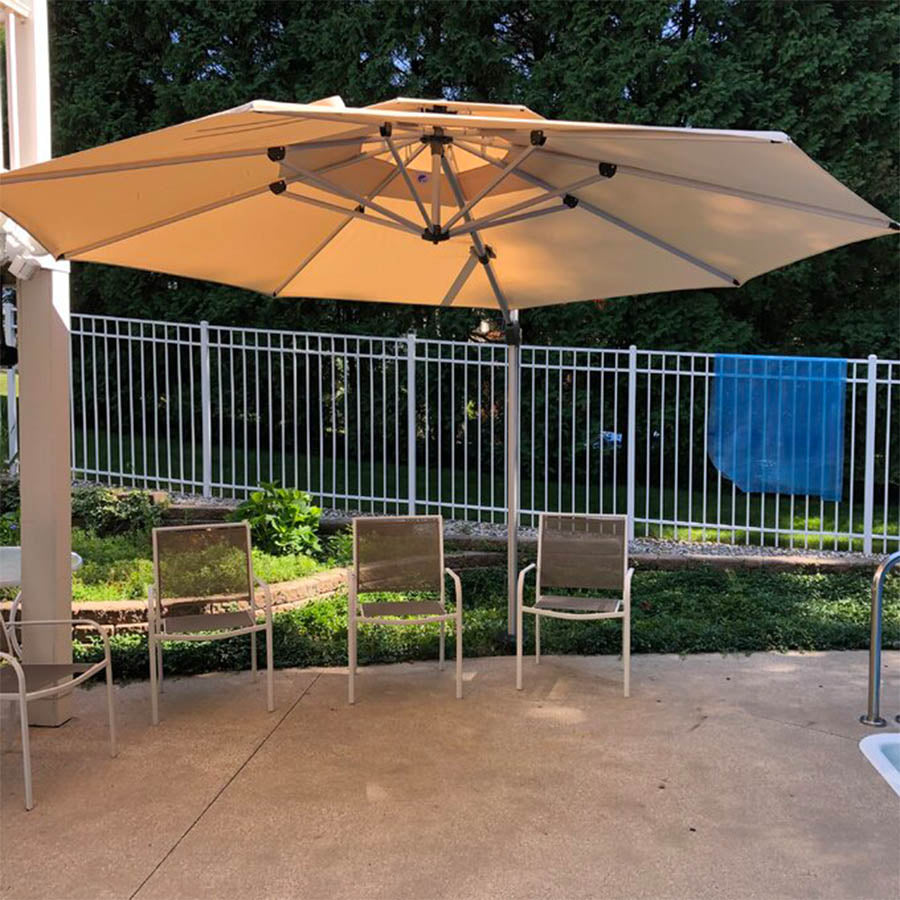 PURPLE LEAF Ombrellone Classico da Giardino Rotondo con Doppia Top e Rotazione a 360 Gradi ,con Base