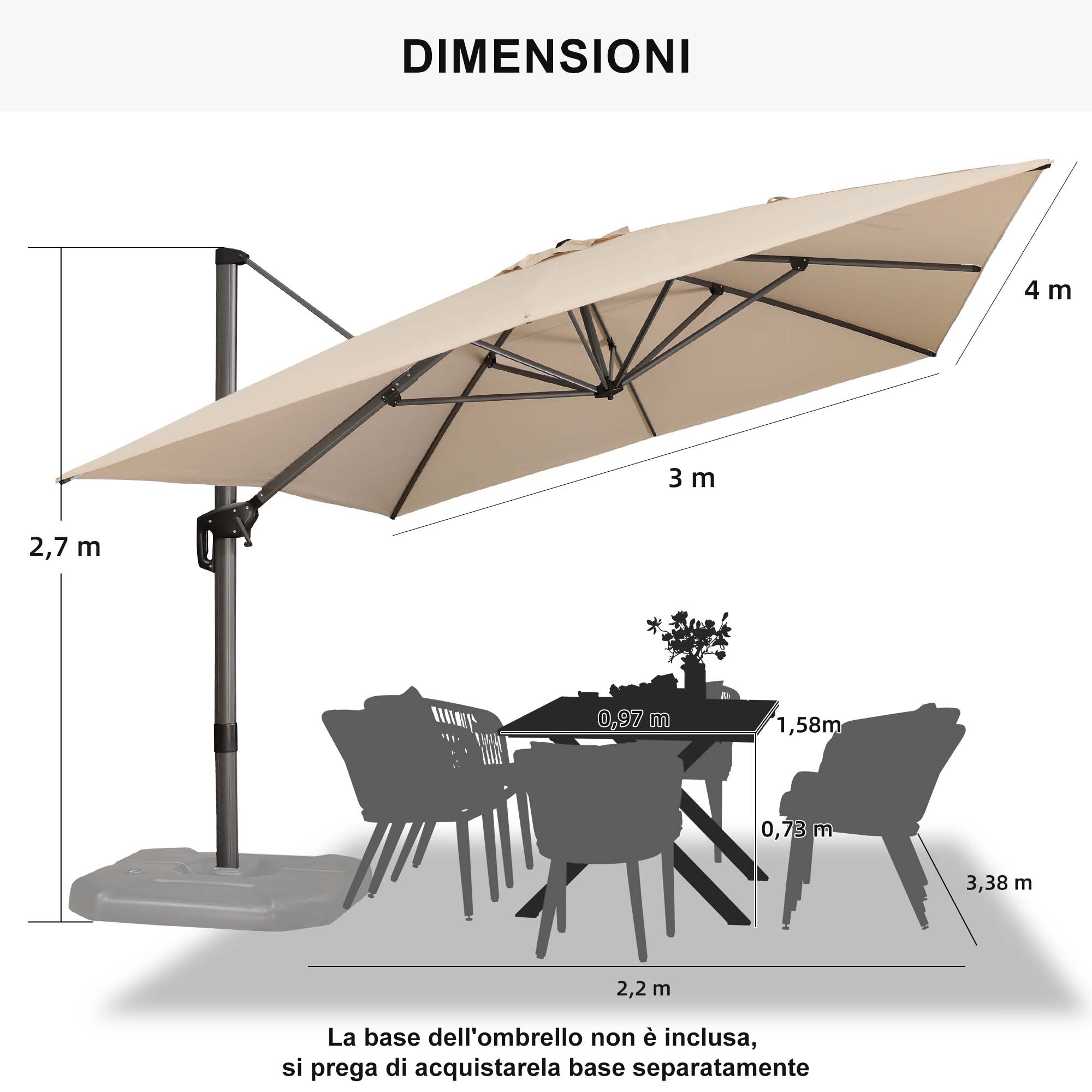 PURPLE LEAF Ombrellone da Giardino Economico Quadrato