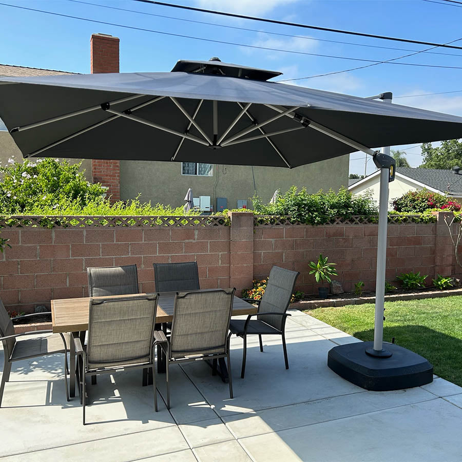 PURPLE LEAF Ombrellone Classico da Giardino Rettangolare con Doppia Top e Rotazione a 360 Gradi,con Base