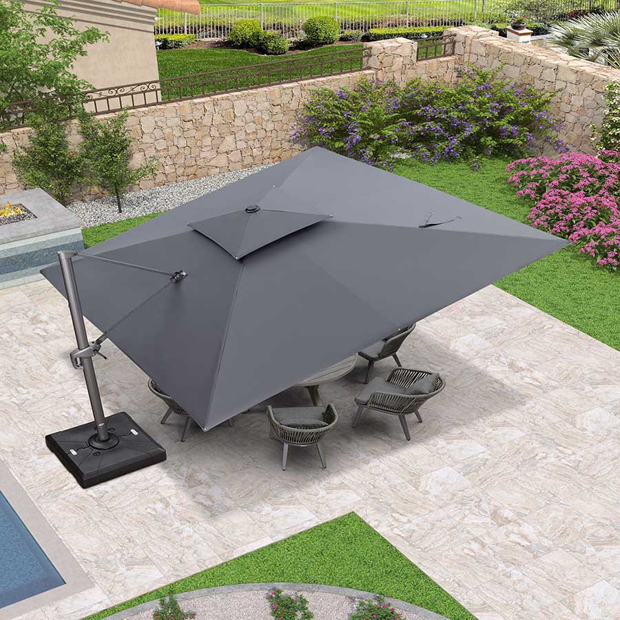 PURPLE LEAF Ombrellone doppio Top Quadrato per Giardino