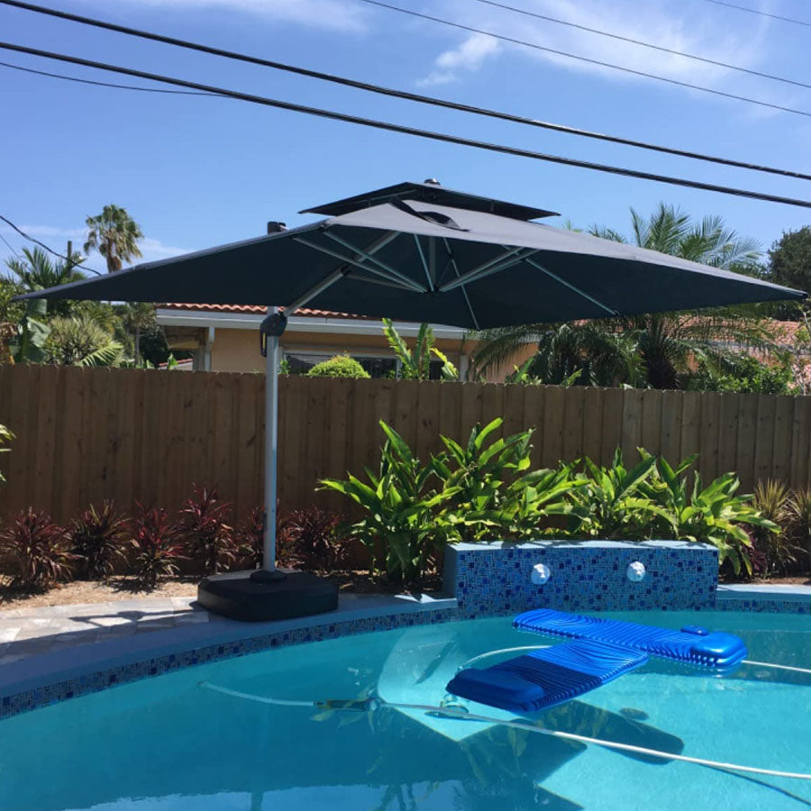 PURPLE LEAF Ombrellone Classico da Giardino Rettangolare con Doppia Top e Rotazione a 360 Gradi