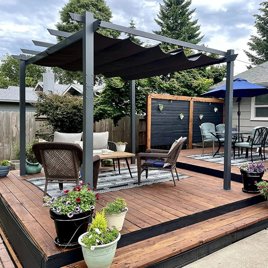 PURPLE LEAF Pergola Alluminio Pergolato da Giardino con Tetto ha Scomparsa Per Giardino Pergolati Terrazzo