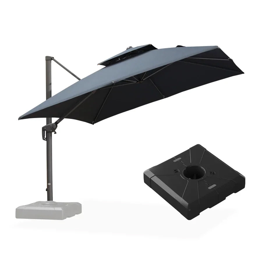 PURPLE LEAF Ombrellone da Giardino a sbalzo , Ombrellone da Esterno con palo Grigio,Rotazione a 360° e 6 livelli di Regolazione dell'altezza ,Con Base