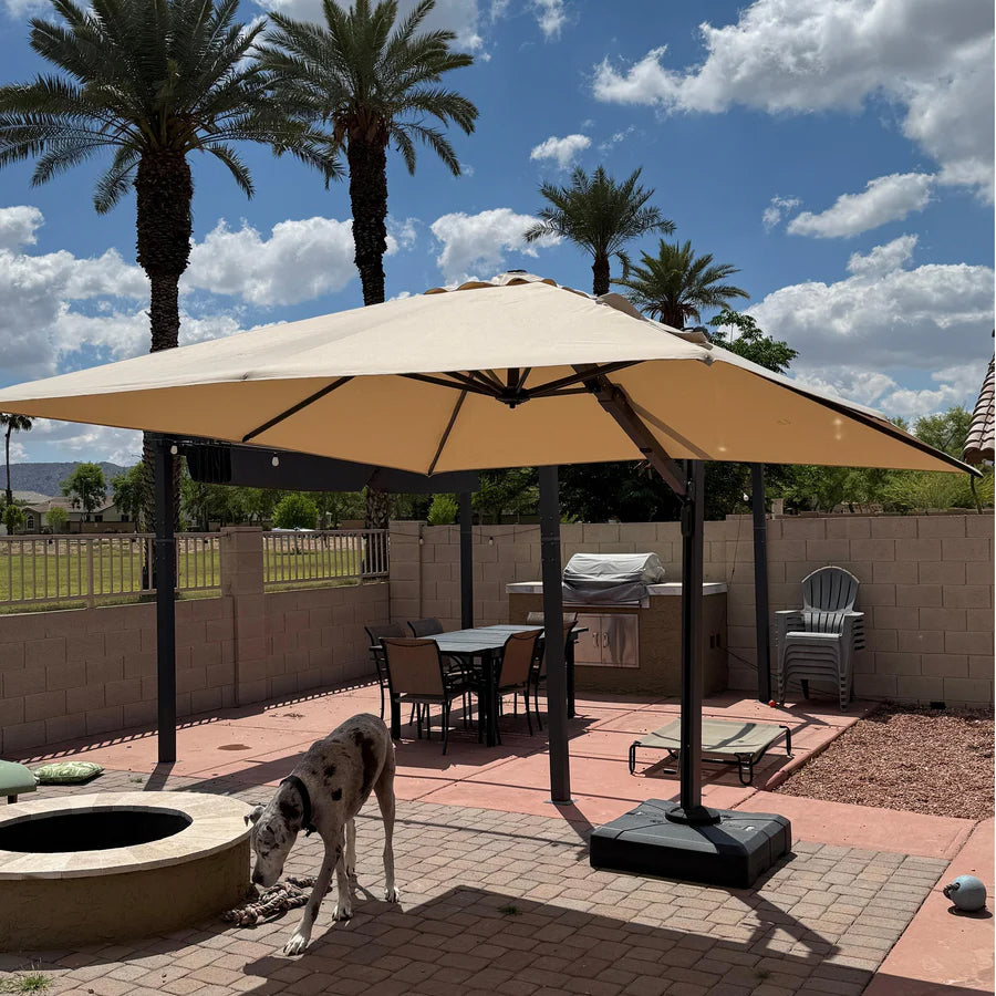 PURPLE LEAF Grande Ombrellone da Giardino in Alluminio,Rotazione a 360° e 5 livelli di Regolazione dell'altezza