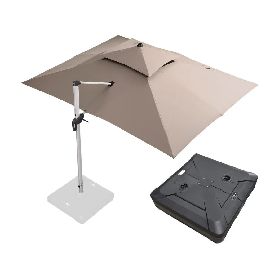 PURPLE LEAF Ombrellone Classico da Giardino Rettangolare con Doppia Top e Rotazione a 360 Gradi,con Base