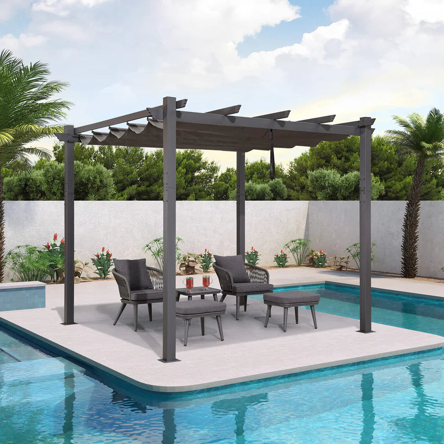 PURPLE LEAF Pergola Alluminio Pergolato da Giardino con Tetto ha Scomparsa Per Giardino Pergolati Terrazzo