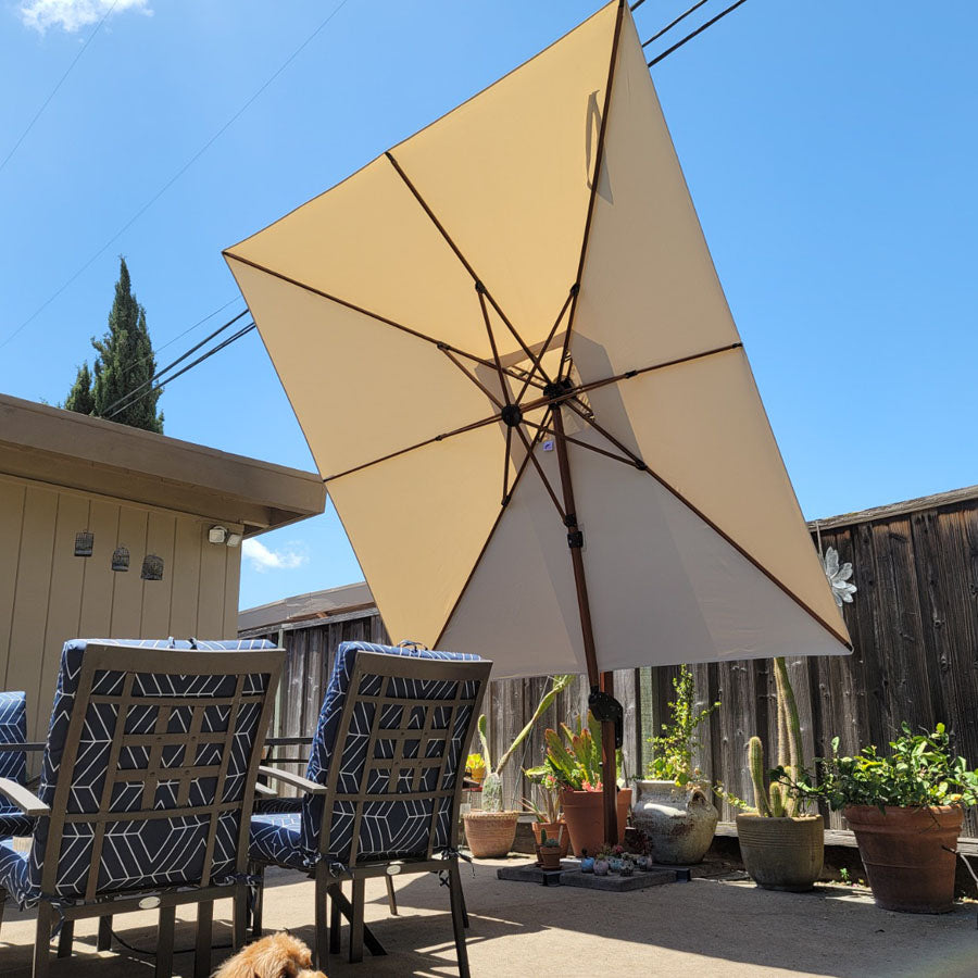 PURPLE LEAF Ombrellone in Alluminio Quadrato Doppio Top in colore legno