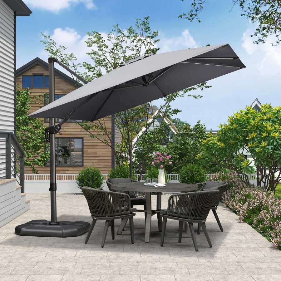 PURPLELEAF Ombrellone da Giardino Economico Quadrato ,con Base