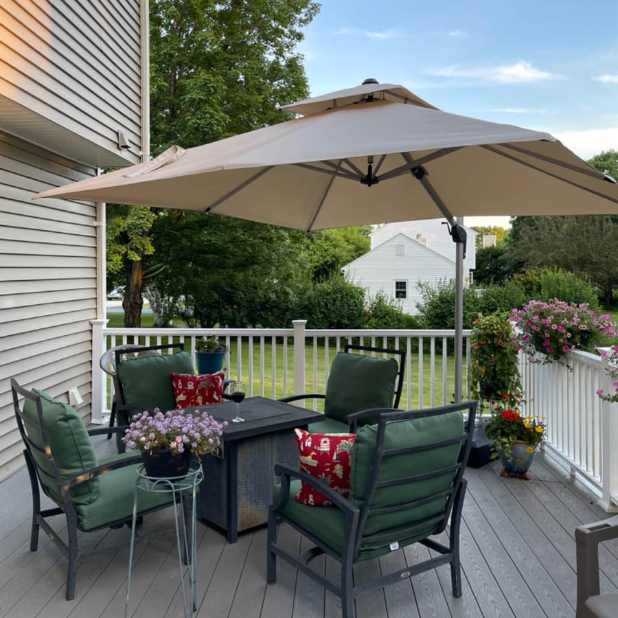 PURPLE LEAF Ombrellone Classico da Giardino Quadrato con Doppia Top e Rotazione a 360 Gradi ,con Base